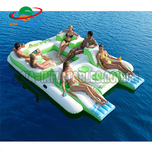 Attractive Inflatable Floating Island Lounge / Tropical Tahiti Party Pool Toy Island Customized