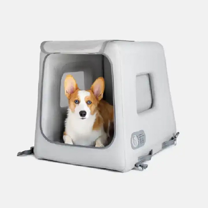 Portable Drop Stitch Travel Inflatable Dog Kennel Pet House Easy For Carry White Dog Crate