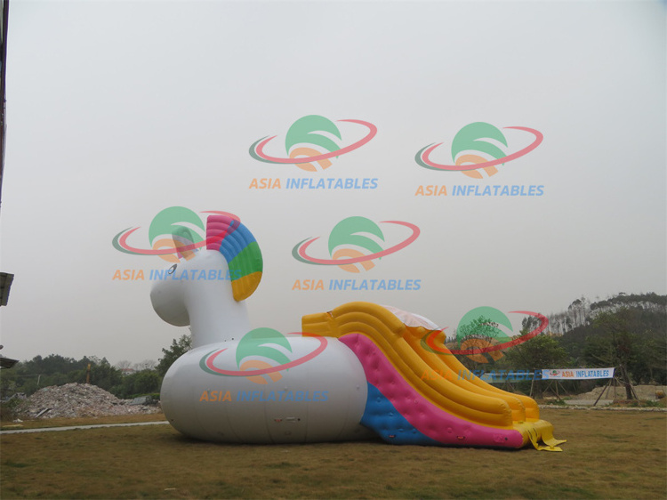 Inflatable Giant floating Unicorn With Slide, Big Inflatable Unicorn Water Trampoline Slide For Water Park