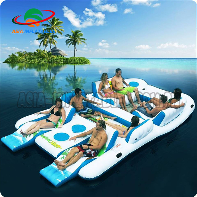 8 Seats Tropical Tahiti Floating Island Inflatable Floating Islands For Ocean Park With Customized Logo