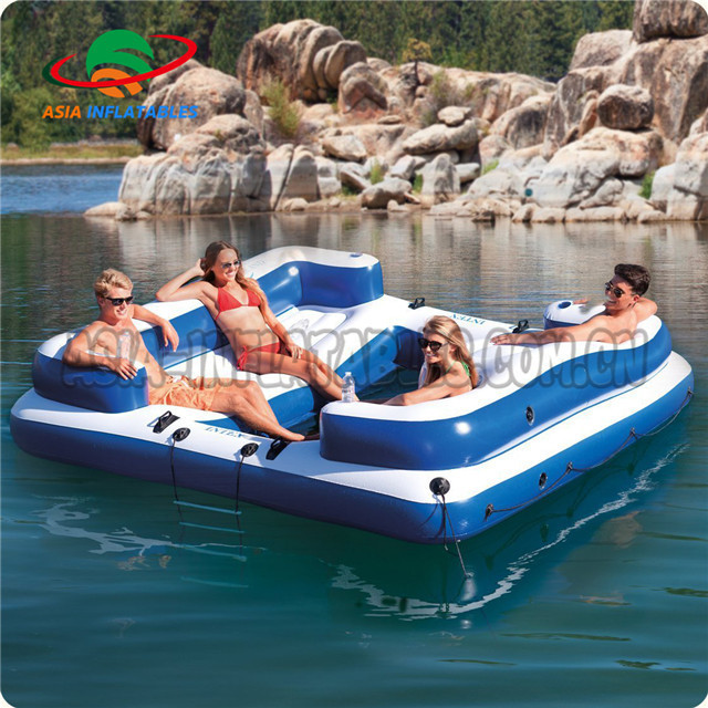 Cool Design 6 Person River Raft Tropical Tahiti / Inflatable water Raft Pool Tropical Tahiti Ocean Floating Island