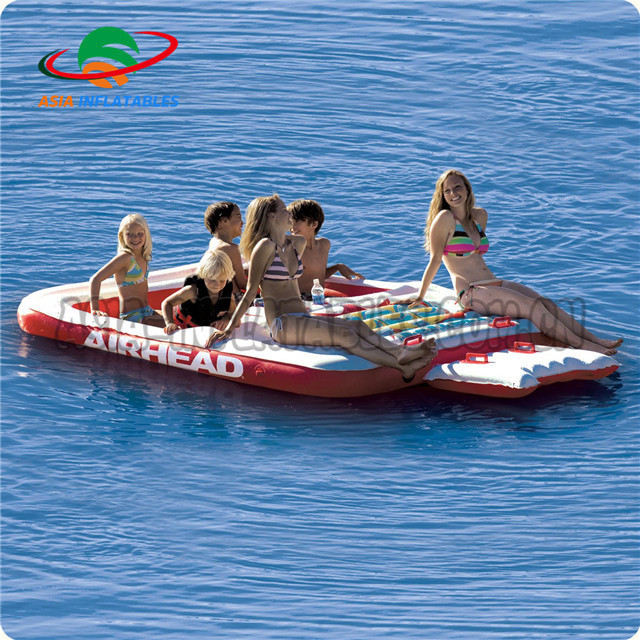 Cool Design 6 Person River Raft Tropical Tahiti / Inflatable water Raft Pool Tropical Tahiti Ocean Floating Island