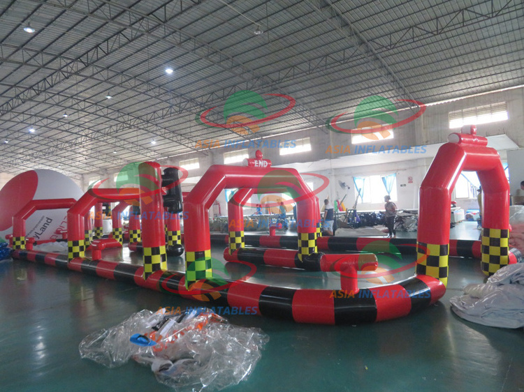 Modern commercial karting inflatable race track popular inflatable go karts race track