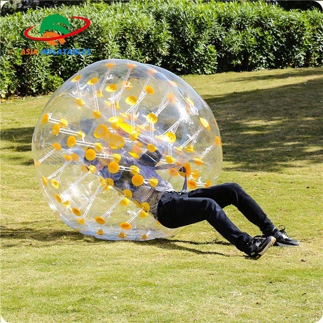 Interactive Game Inflatable Hamster Ball Soccer / Crazy Sport Yellow Dot Color Giant Inflatable Football Soccer Bubble Ball