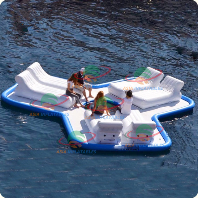 Inflatable Air Mat, Inflatable Floating Island Pool Float Water Bar Lazy River Lounges