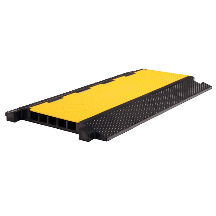 5 channel yellow road safety outdoor flooring rubber cable ramp for sale