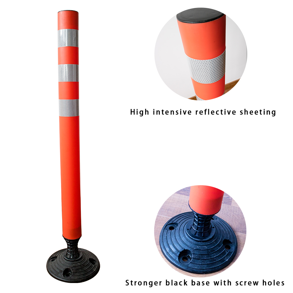 Traffic plastic warning flexible delineator post parking sign flexible guide PE post with PVC black