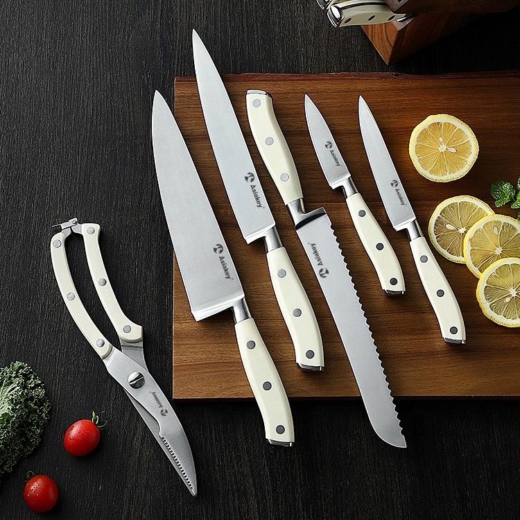 12PCS Professional Forged Compack Knife Set Chef Knives Sabatier Forged Triple Rivet Kitchen Knife Block Set