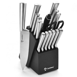 High Quality Stainless Steel 14 Pieces Kitchen Knives Knife Block Set With Knife Sharpener