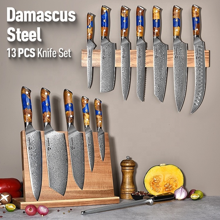 Alabama Professional Asian Chef Set In Damascus Carbon AUS10 Steel Chef's Kitchen Japanese Knives