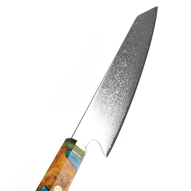 Unique One Of Kind Handle Professional 8 Inch Japanese Chefs Kitchen Damascus Kiritsuke Knife