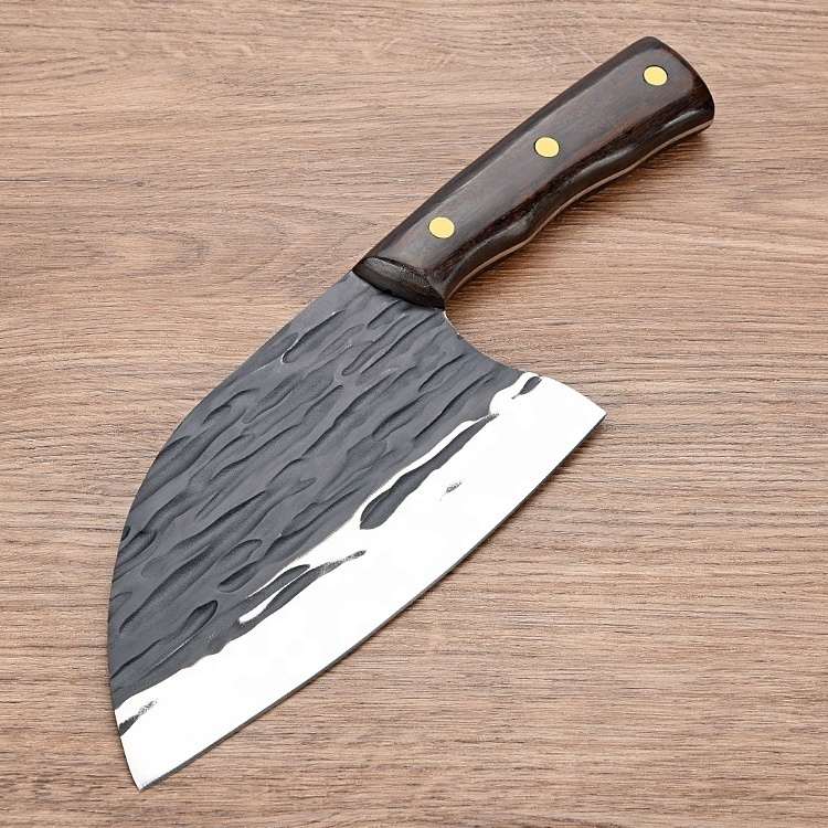 Kitchen Tool Full Tang Handle Forged 5CR15MOV Stainless Steel Cleaving Meats Serbian Chef Knife