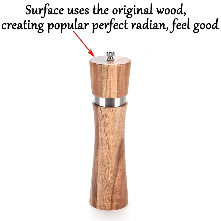 Modern 2 in 1 Salt Pepper Mill Grinder Adjustable Coarseness Wooden Manual Salt and Pepper Grinder Set