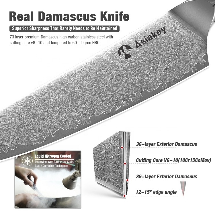 High Carbon Japanese Steel Kitchen Cutlery 7 Inch Damascus VG10 Stainless Steel Santoku Meat Slicer Kitchen Knife