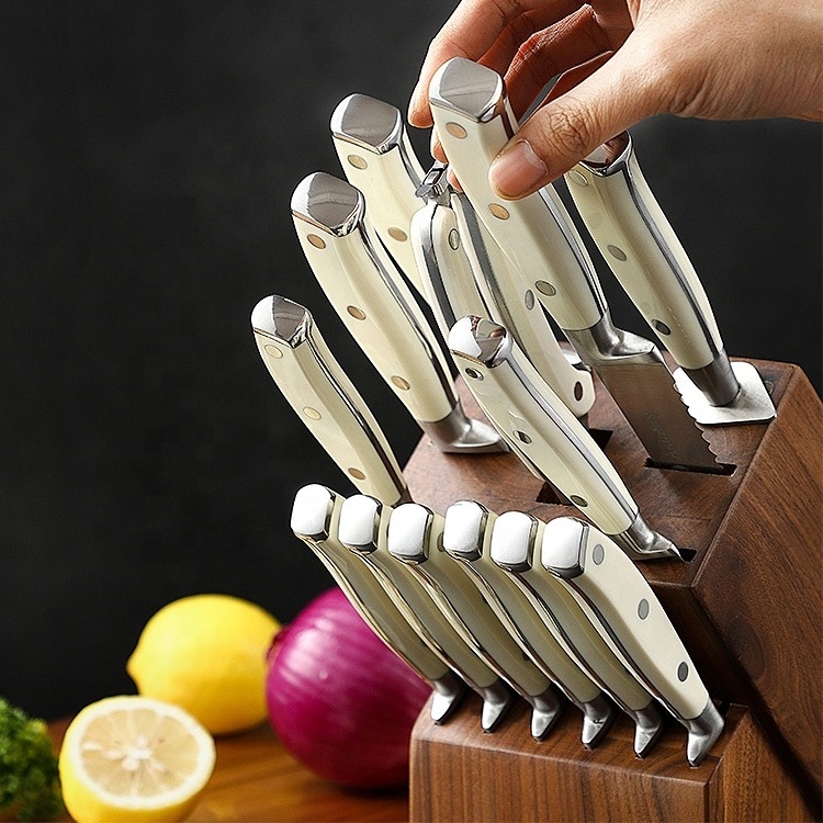 12PCS Professional Forged Compack Knife Set Chef Knives Sabatier Forged Triple Rivet Kitchen Knife Block Set