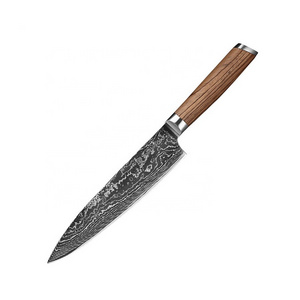 8 Inch Custom Handmade VG10 Steel Damascus Chef Knife WITH Zebra Wood Handle