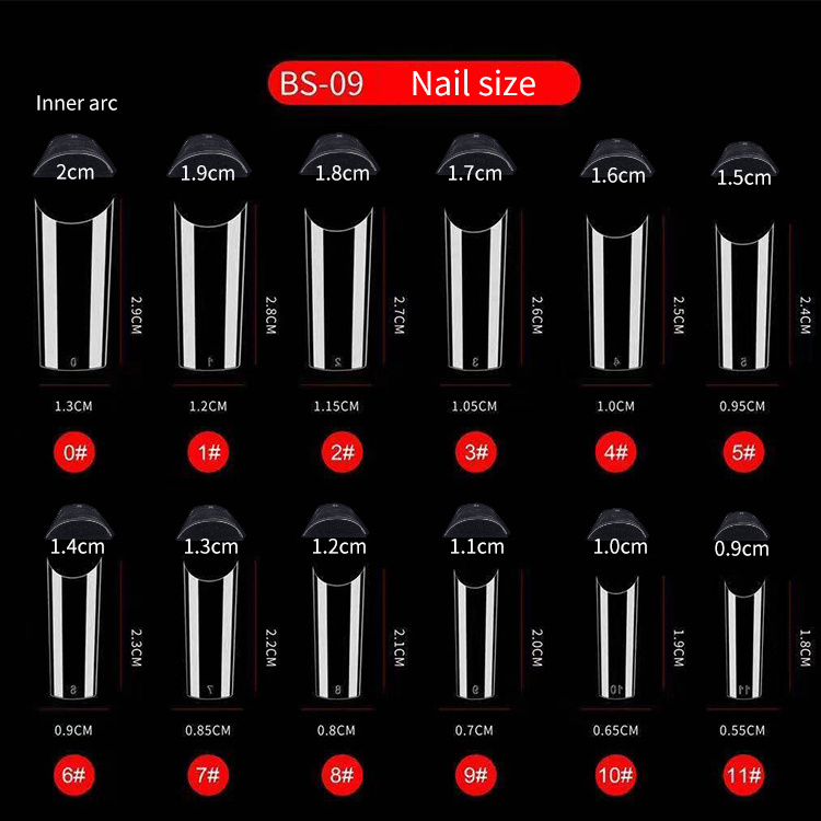 504Pcs/Box Clear box press on nail tip glue gel coffin press on gelly tips  Artificial Transparent Stiletto Finger Nails