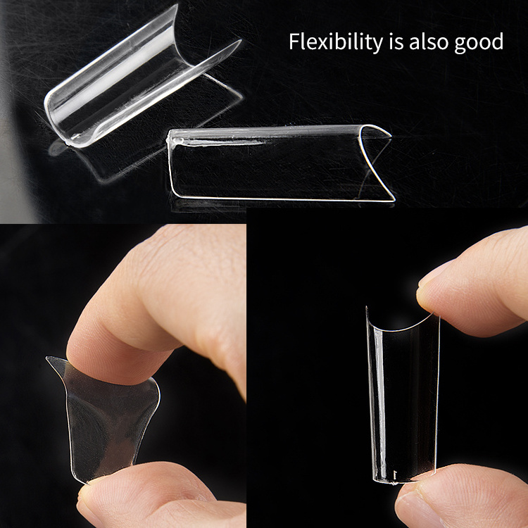 504Pcs/Box Clear box press on nail tip glue gel coffin press on gelly tips  Artificial Transparent Stiletto Finger Nails