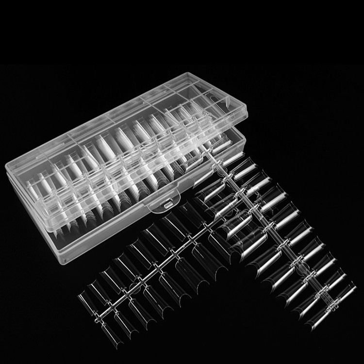 504Pcs/Box Clear box press on nail tip glue gel coffin press on gelly tips  Artificial Transparent Stiletto Finger Nails