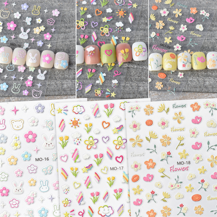 Asianail  5D Embossment  Daisy Rabbit Love Nail Stickers