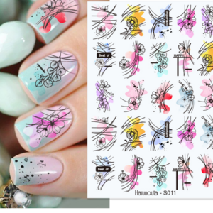 2022 New  3D plant color block fashionable letter avatars Nail Sticker Decal DIY Insect Wraps Tattoo   Nail Art Stickers