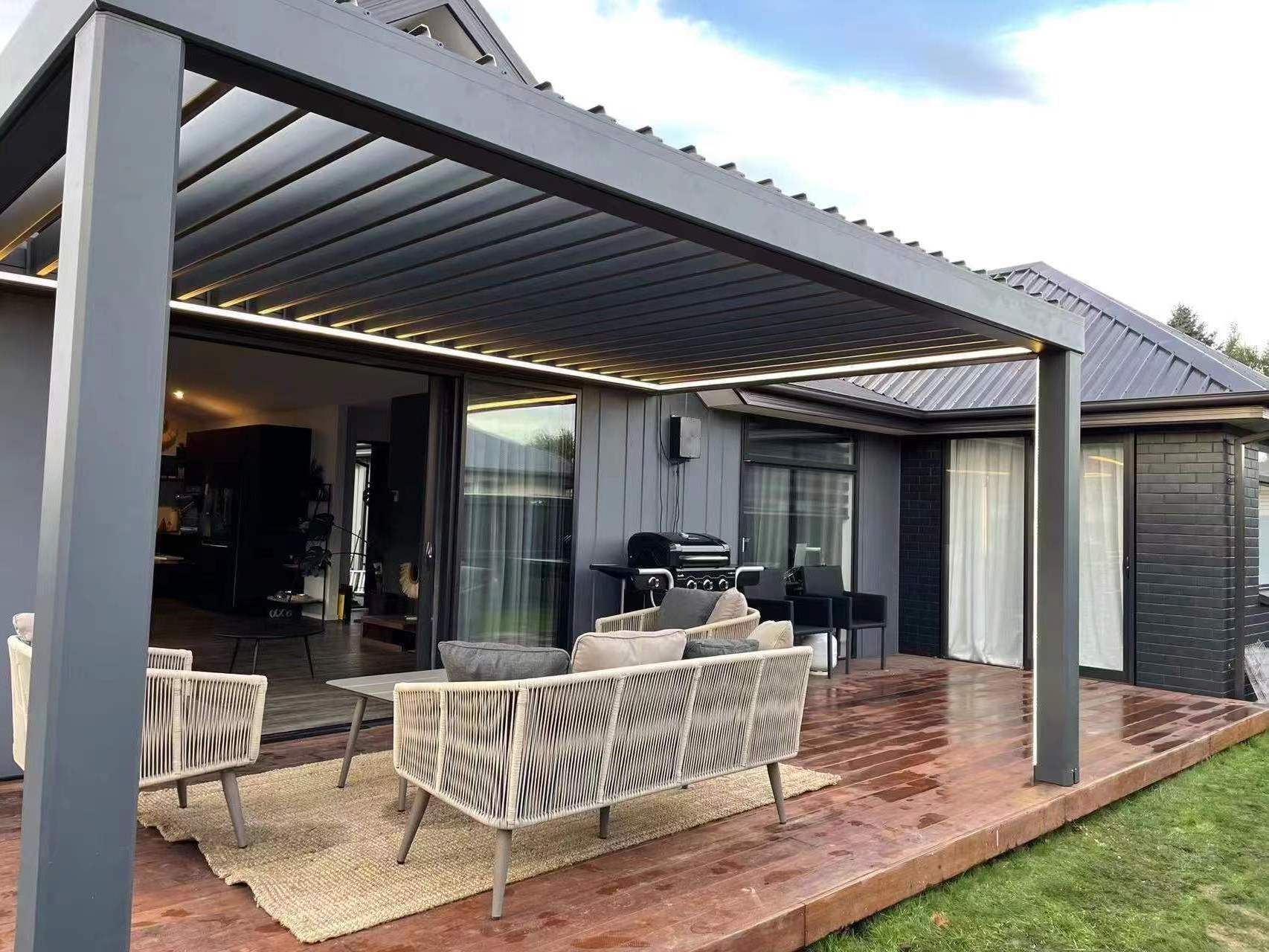 OEM ODM  Aluminium Pergola Outdoor Bioclimatic Motorized Patio Louver Roof Garden Gazebo