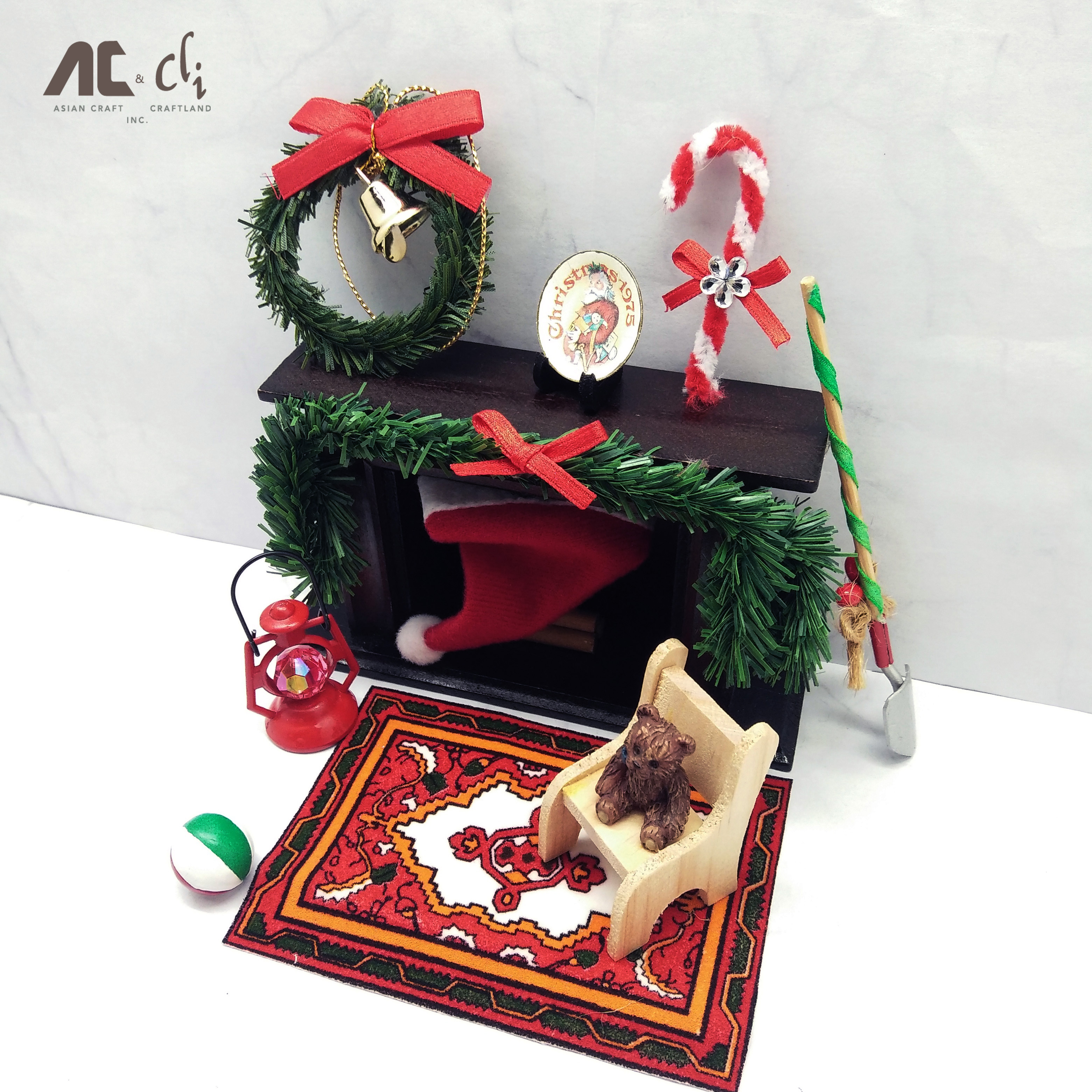 Miniature 2022 Warm Doll House Christmas Fireplace, Wreath, Gifts Accessories