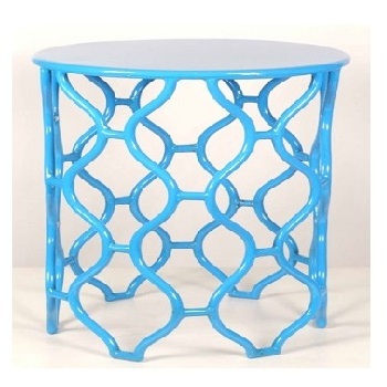 Hot Sell Cheap Small coffee table Bistro Cafe Patio restaurant Outdoor garden round metal side table in Blue Color