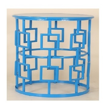 Hot Sell Cheap Small coffee table Bistro Cafe Patio restaurant Outdoor garden round metal side table in Blue Color