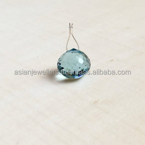 925 Sterling Silver Blue topaz quartz gemstone bead charm pendant