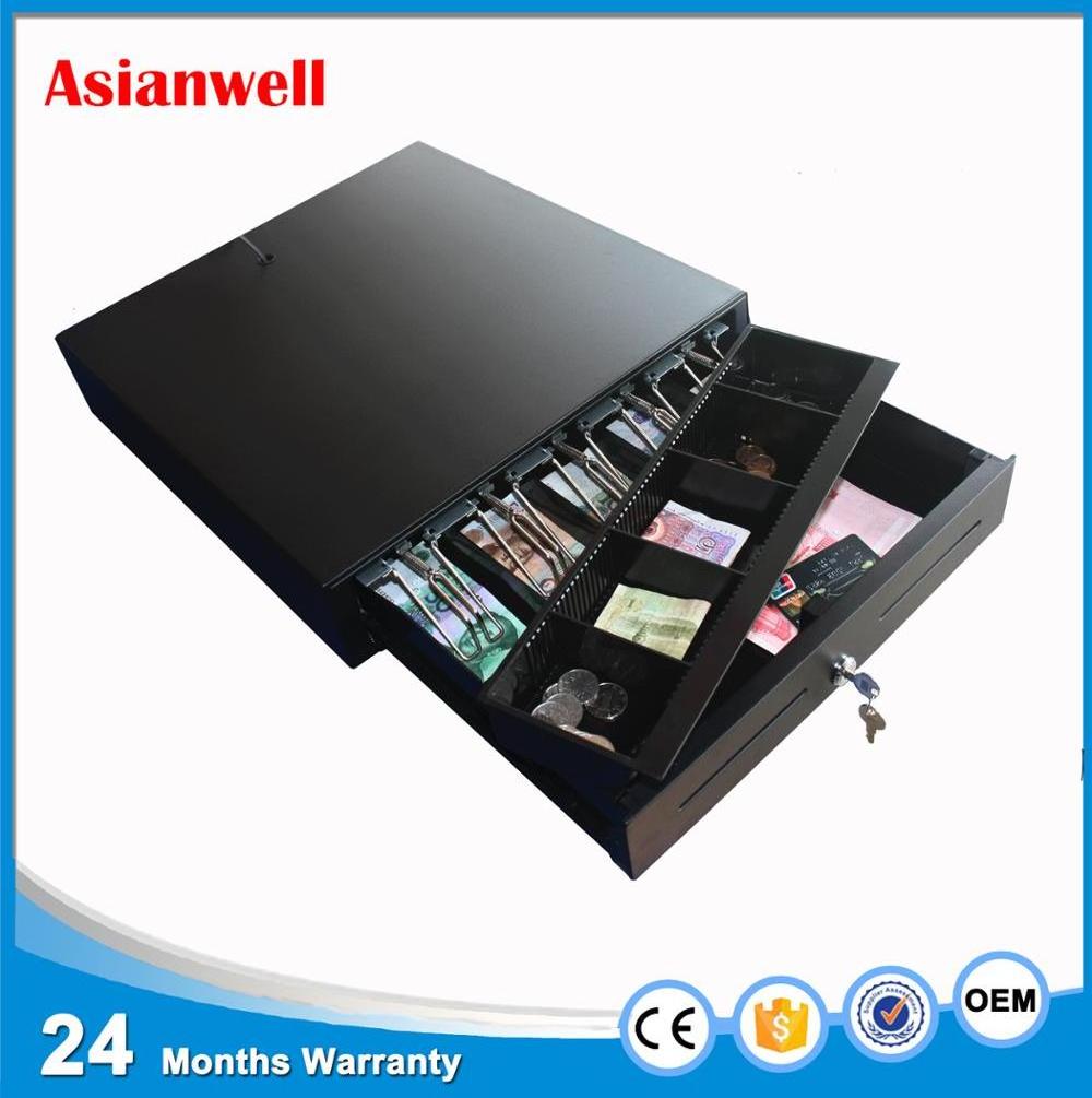 Electronic Mini Metal cash safe drawer cheap RJ11 Mechanism Locking Cash Drawer With 5 Bill Trays And 5 Coin Trays