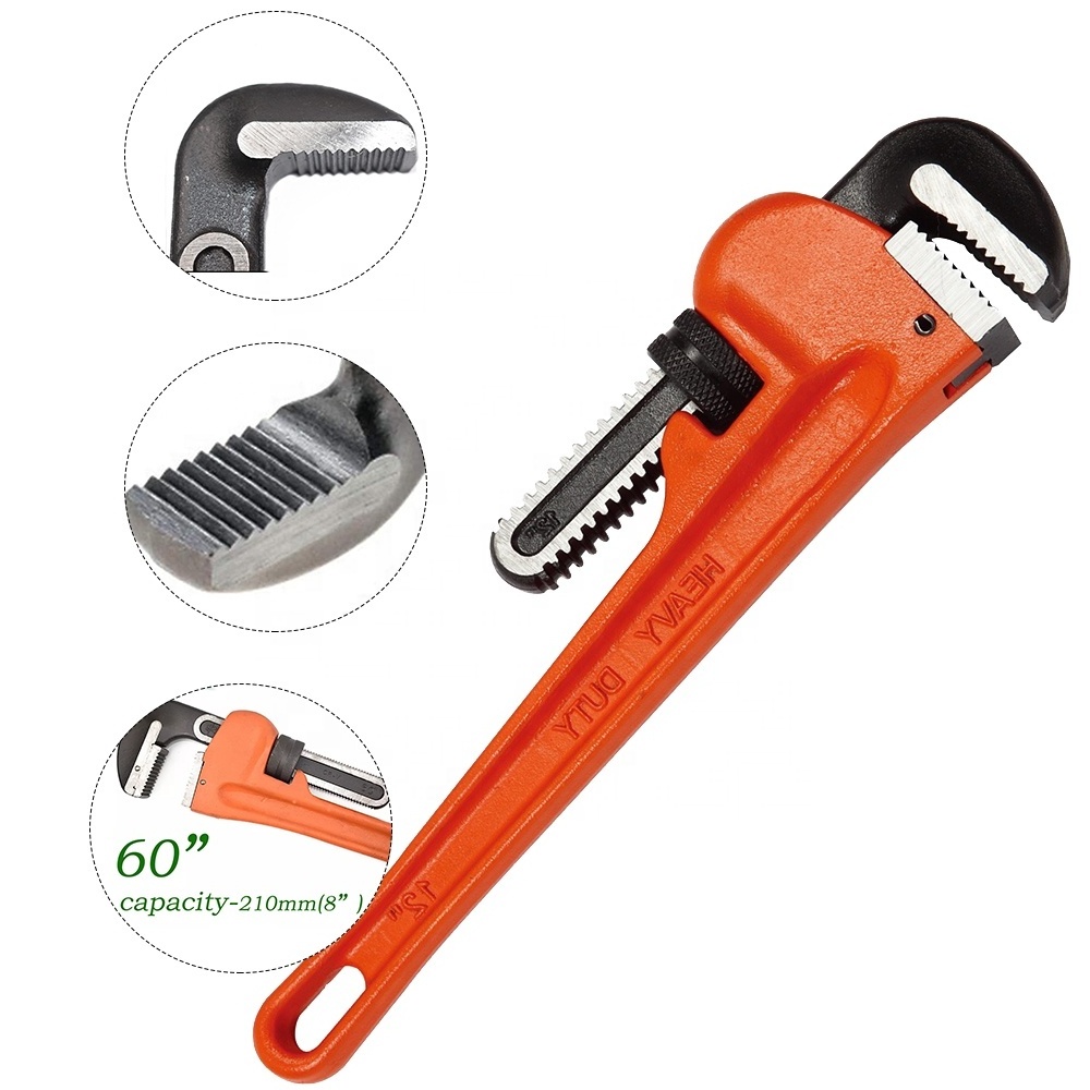 Heat Treated Adjustable 8, 10, 12, 14 Inches Soft Grip Plumbing 72 Inch Aluminum Pipe Wrench for Heavy Duty