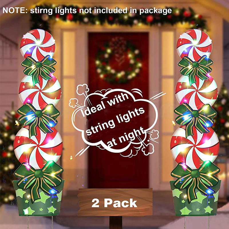 Christmas Outdoor Large Candy Cane Bauble Supplies Decoration Merry Christmas Yard Sign