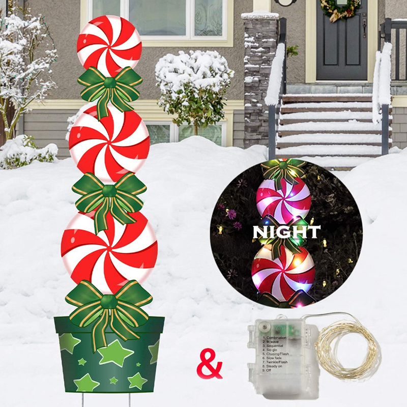 Christmas Outdoor Large Candy Cane Bauble Supplies Decoration Merry Christmas Yard Sign