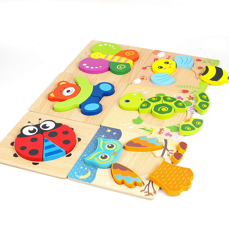 Wholesale new fashion owl pattern wooden toy 3d animal shape puzzle for toddlers