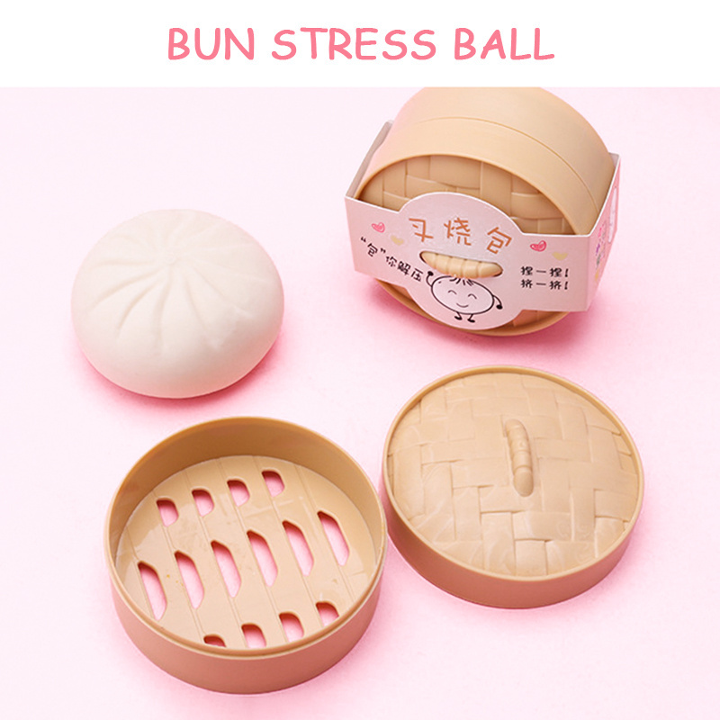 Squishy Stress Ball Steamed Stuffed Bun Squeezing Stress Relief Toy Decompression Toys Buns Squishy Toy Dumpling