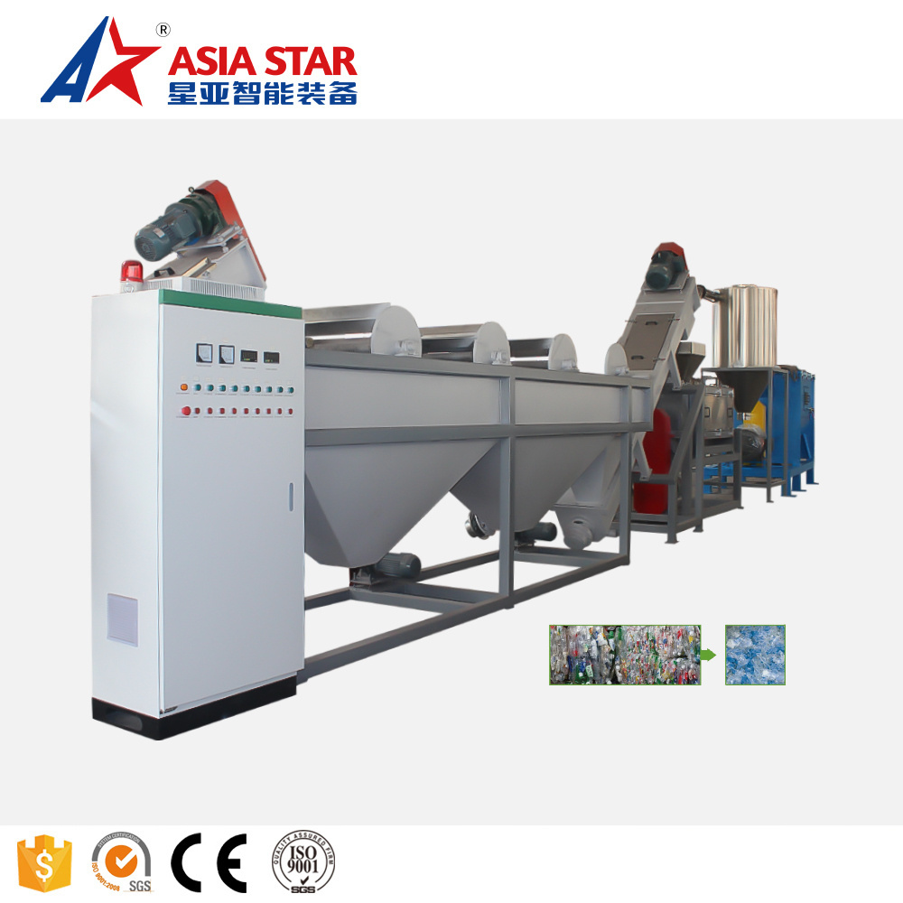 Professional Plastic Pet Bottle Flakes Crushing Washing Recycling Machine for Waste Recycling