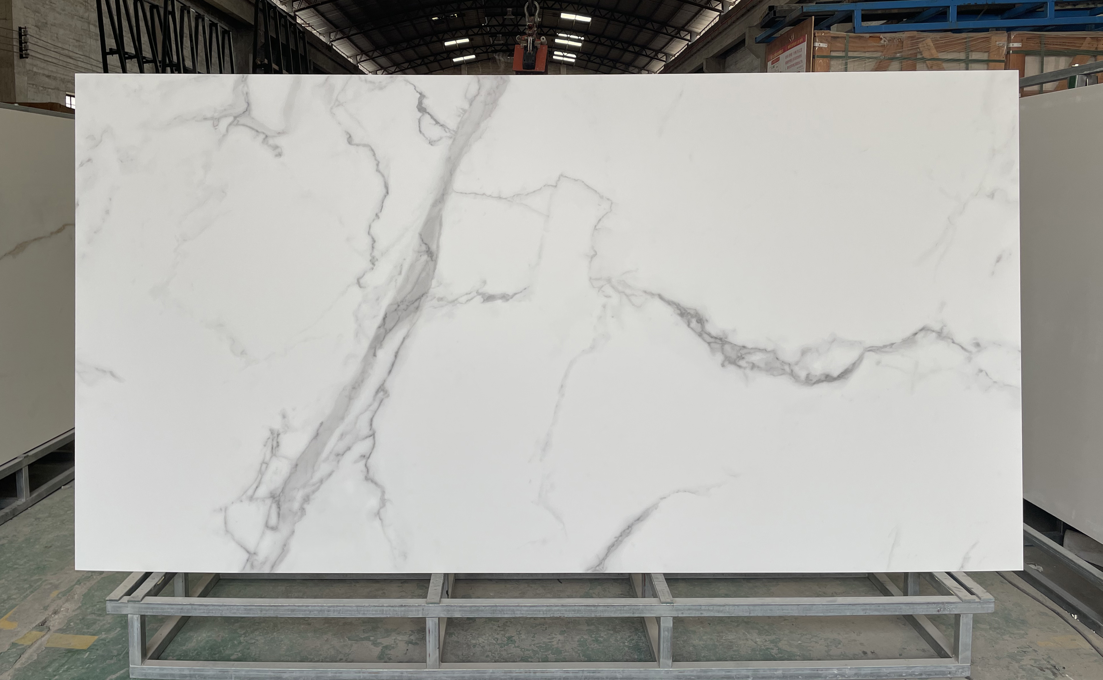 Big Slab 3200x1600x12mm Marble Look Large Format White Sintered Stone For Floor