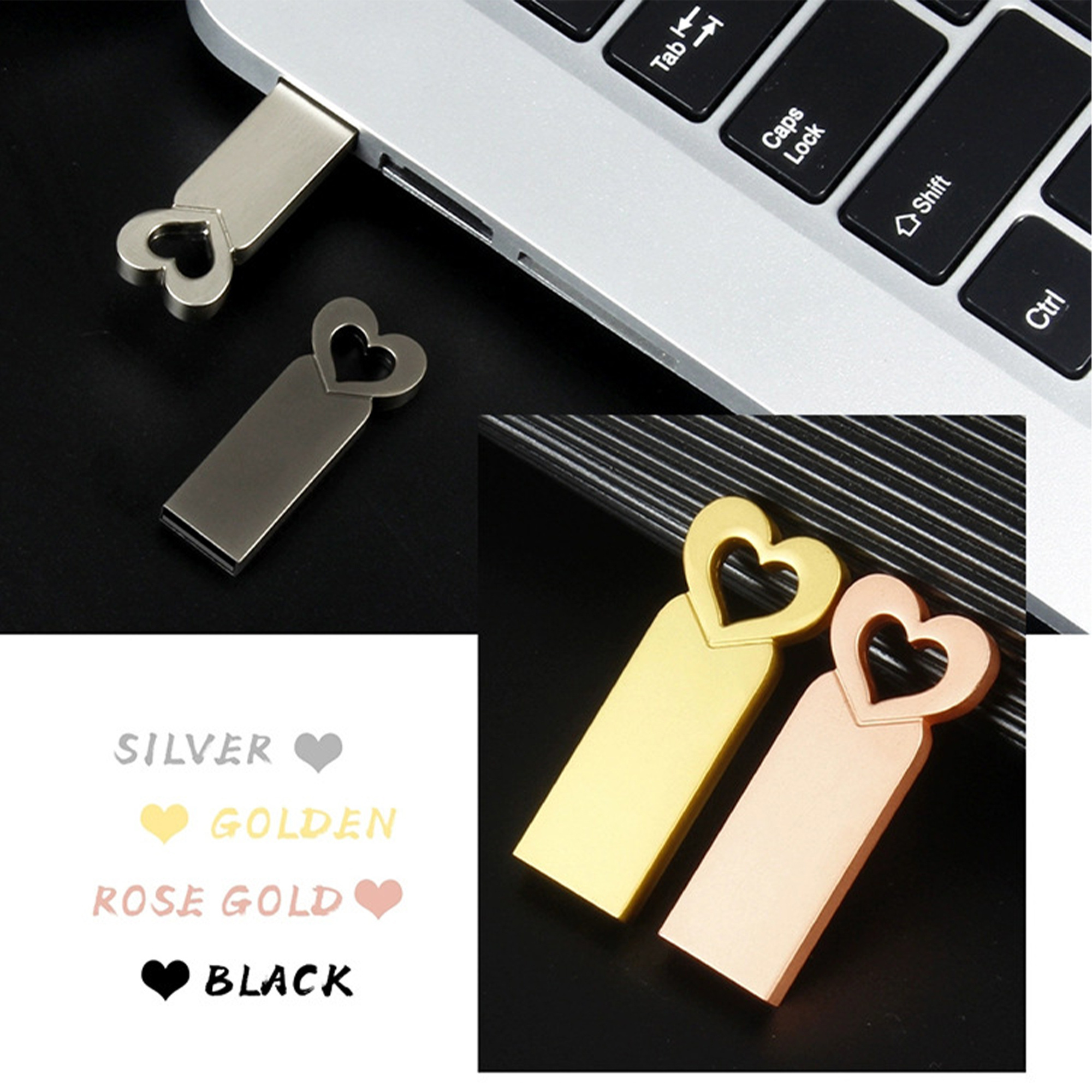 Customized Heart Shape USB Flash Drive 2.0/3.0 2GB 4GB 8GB 16GB 32GB 64GB 128GB 256GB Cle USB Key Flash Disk High Speed