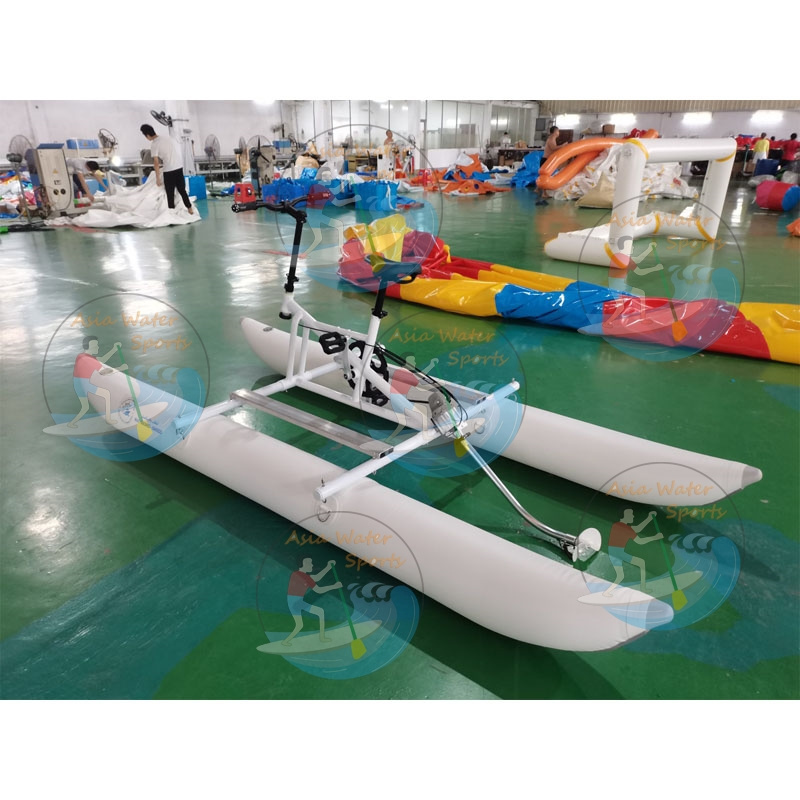 Outdoor Floating Alloy Water Pedal Bicycle , Inflatable Aqua Bike PVC Pontoon Water Bike