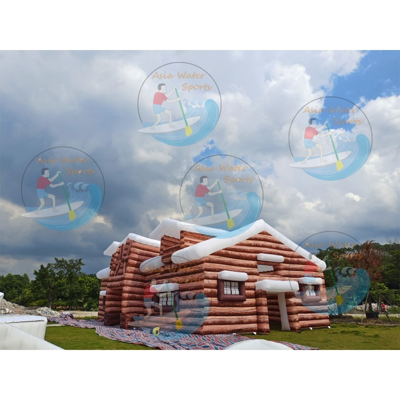 Customized Inflatable Log Cabin Tent , Inflatable Chalet House , Inflatable Log Cabin For Theme Party