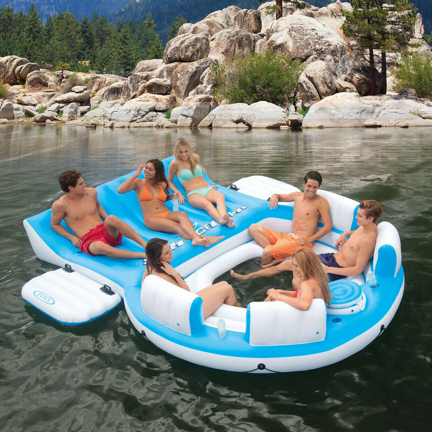 10 Person Inflatable Water Raft Pool Tropical Tahiti Ocean Floating Island, Large inflatable water islands