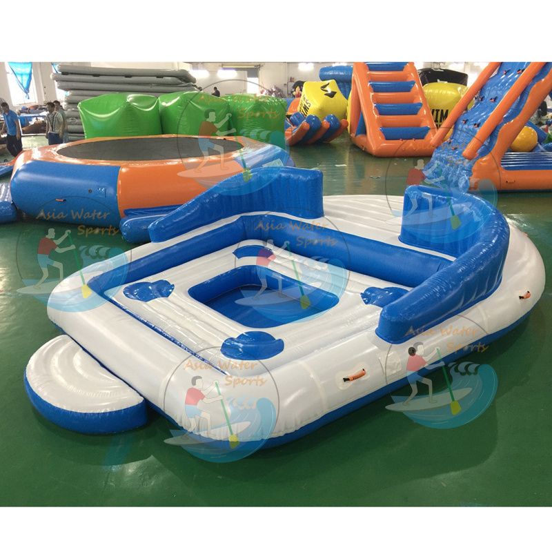 Hot 6 Person Inflatable Raft Pool Tropical Tahiti Ocean Floating Island