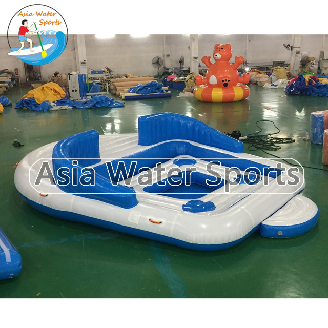 Hot 6 Person Inflatable Raft Pool Tropical Tahiti Ocean Floating Island