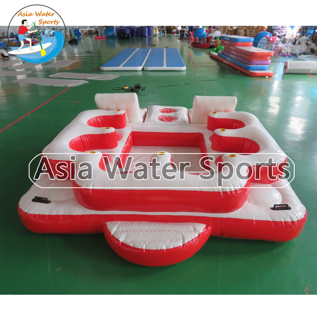 Outdoor 6-10 person water party raft float boat inflatable floating island, Inflatable Tropical Tahiti Floating Island