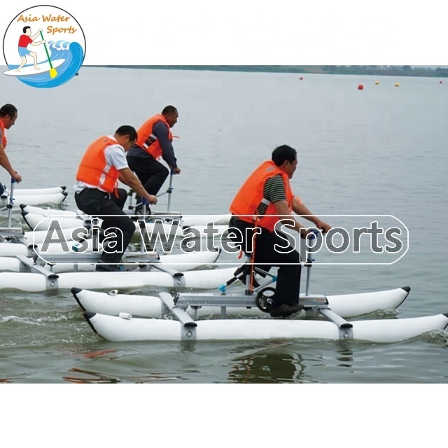 Outdoor Play Inflatable PVC Pontoons Water Bike / Water Bicycle Sea Bike Pedal Bike Riding Tube Waterbike