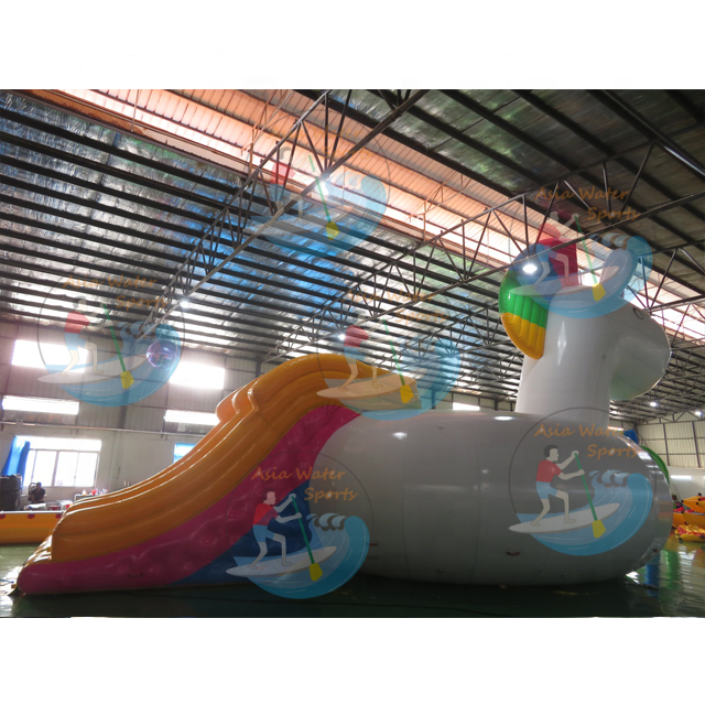 11mH Floating Unicorn Inflatable For Water Park Inflatable Giant Unicorn Floats With Slide