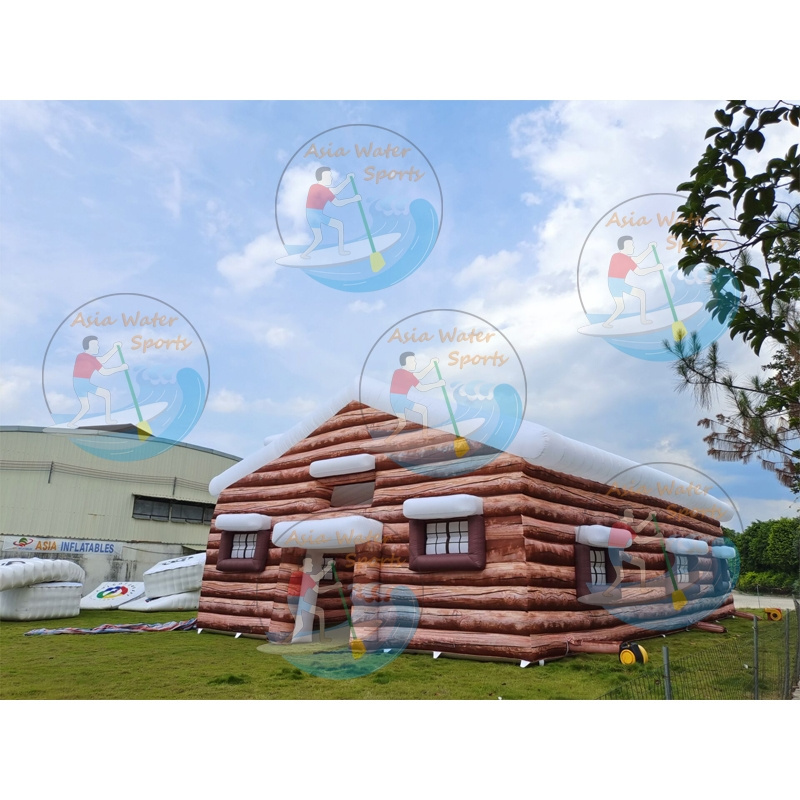 Customized Inflatable Log Cabin Tent , Inflatable Chalet House , Inflatable Log Cabin For Theme Party