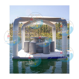 High Quality Inflatable Lounger Platform Inflatable Cabana Raft Lounge Inflatable Water Pontoon Platform With Removable Canopy