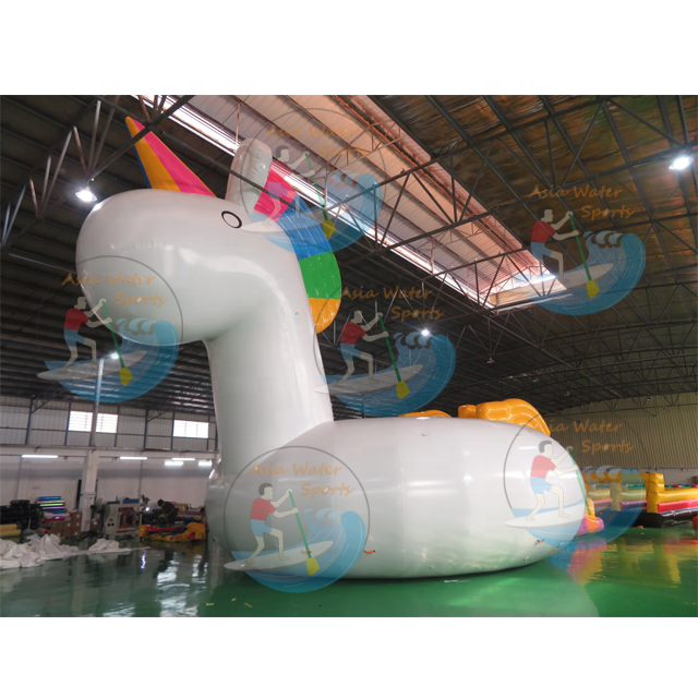 11mH Floating Unicorn Inflatable For Water Park Inflatable Giant Unicorn Floats With Slide